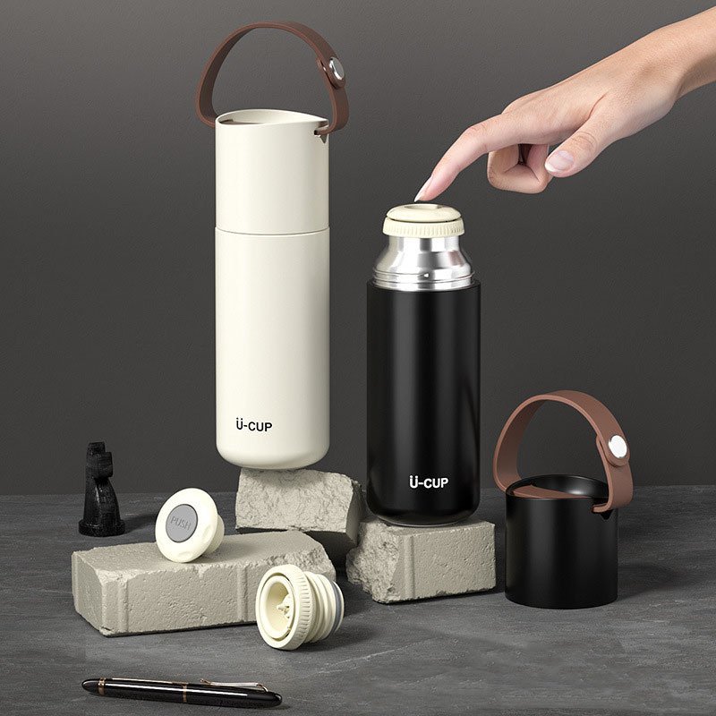 进口新款不锈钢保温杯简约便携户外茶水分离水杯车载时尚水壶手提