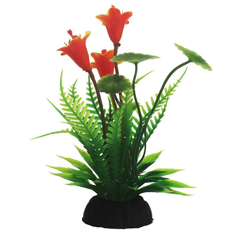 仿真喇叭花荷叶椰树叶鱼缸造景沉水轻奢精致内饰客厅摆件水草