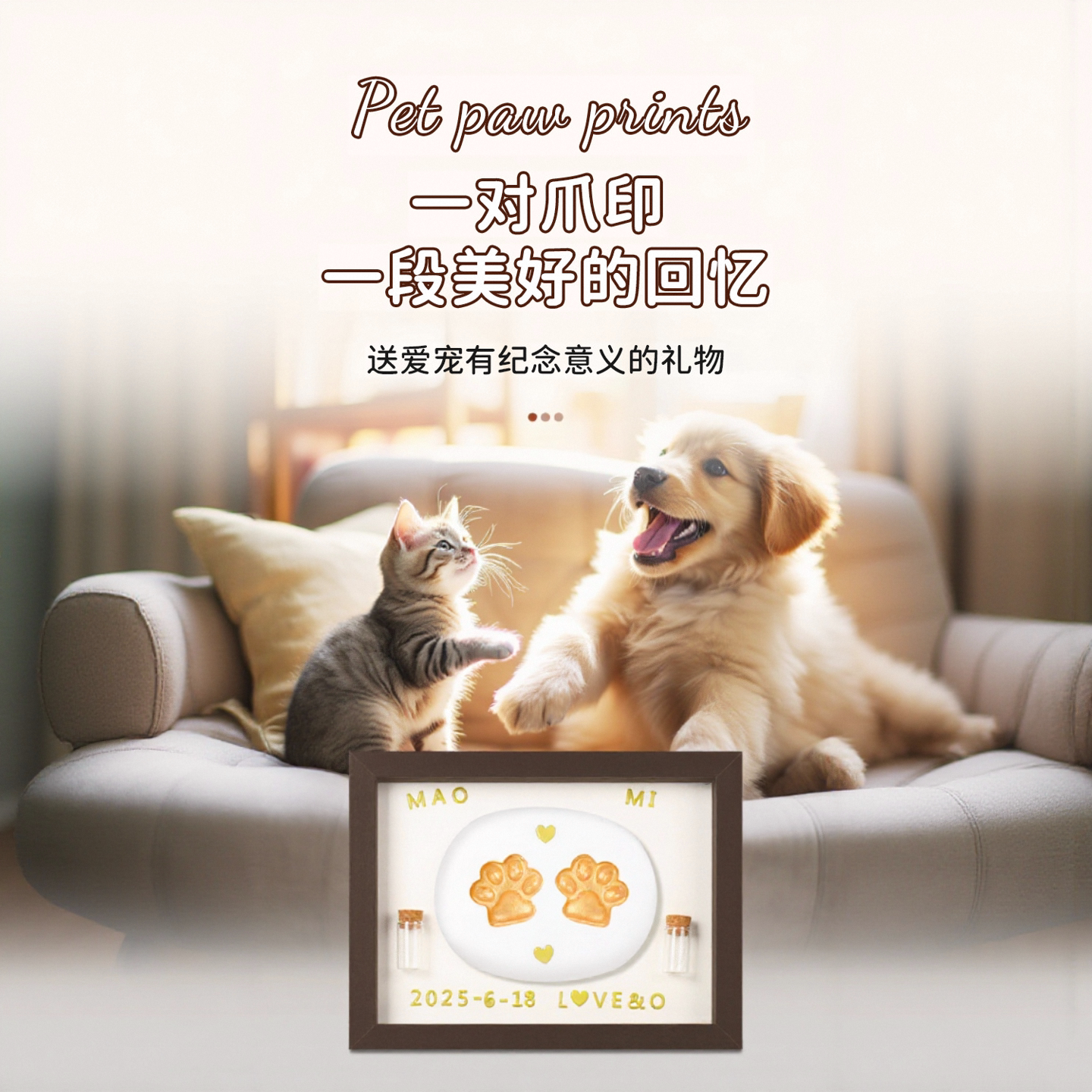 宠物爪印手足纪念相框