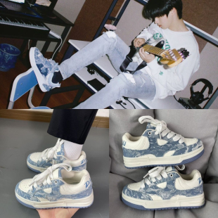 TF三代朱志鑫同款牛仔蓝板鞋厚底小众设计感休闲运动鞋子情侣潮鞋