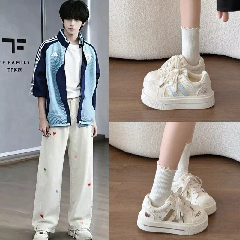 TF家族陈浚铭同款巨好看鞋子厚底小白鞋夏季配阔腿裤运动学生板鞋