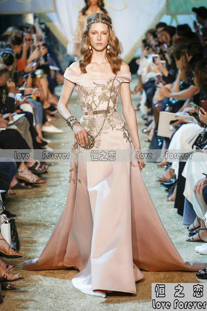 大气a字裙纯手工钉珠晚装礼服