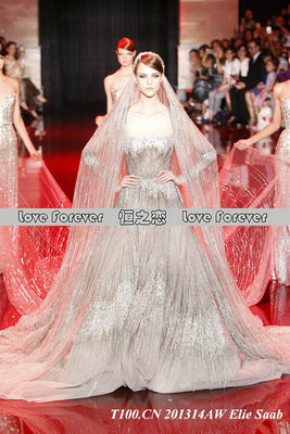 奢华宫廷婚纱手工钉珠缝制晚礼服