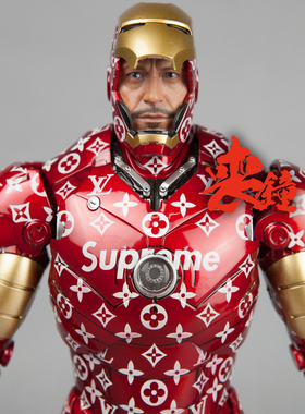 丧钟重涂HOTTOYS HT MK3 定制Supreme LV 潮牌LOGO 钢铁侠
