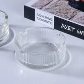 酒店客房透明玻璃圆形烟灰缸酒吧KTV烟盅家用客厅烟缸办公室烟碟