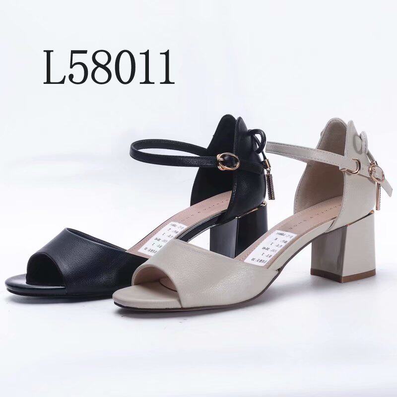 香香莉2020夏天新款女鞋鱼嘴一字扣带舒适软面休闲粗跟凉鞋l58011
