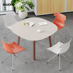 小型圆弧办公室洽谈桌简约现代接待会客会议桌家具休闲桌椅组合