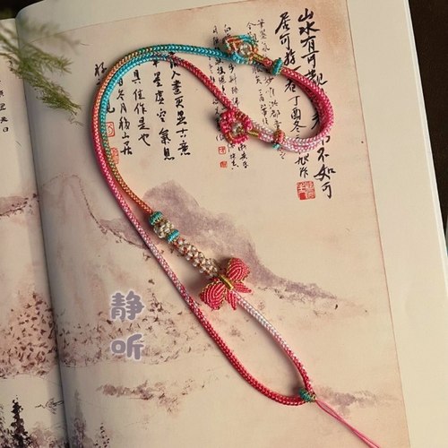 非金属布艺吊坠 高档手工编织吊坠挂绳玉坠挂件绳毛衣链小众国风
