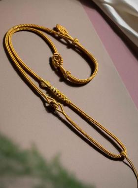 纯手工编织项链吊坠绳黄色配色BG-063金色时尚可调节抽拉工艺