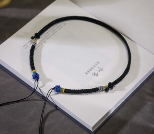 横穿锁骨绳搭配蜜蜡天珠编绳可调节项链绳子BG-016