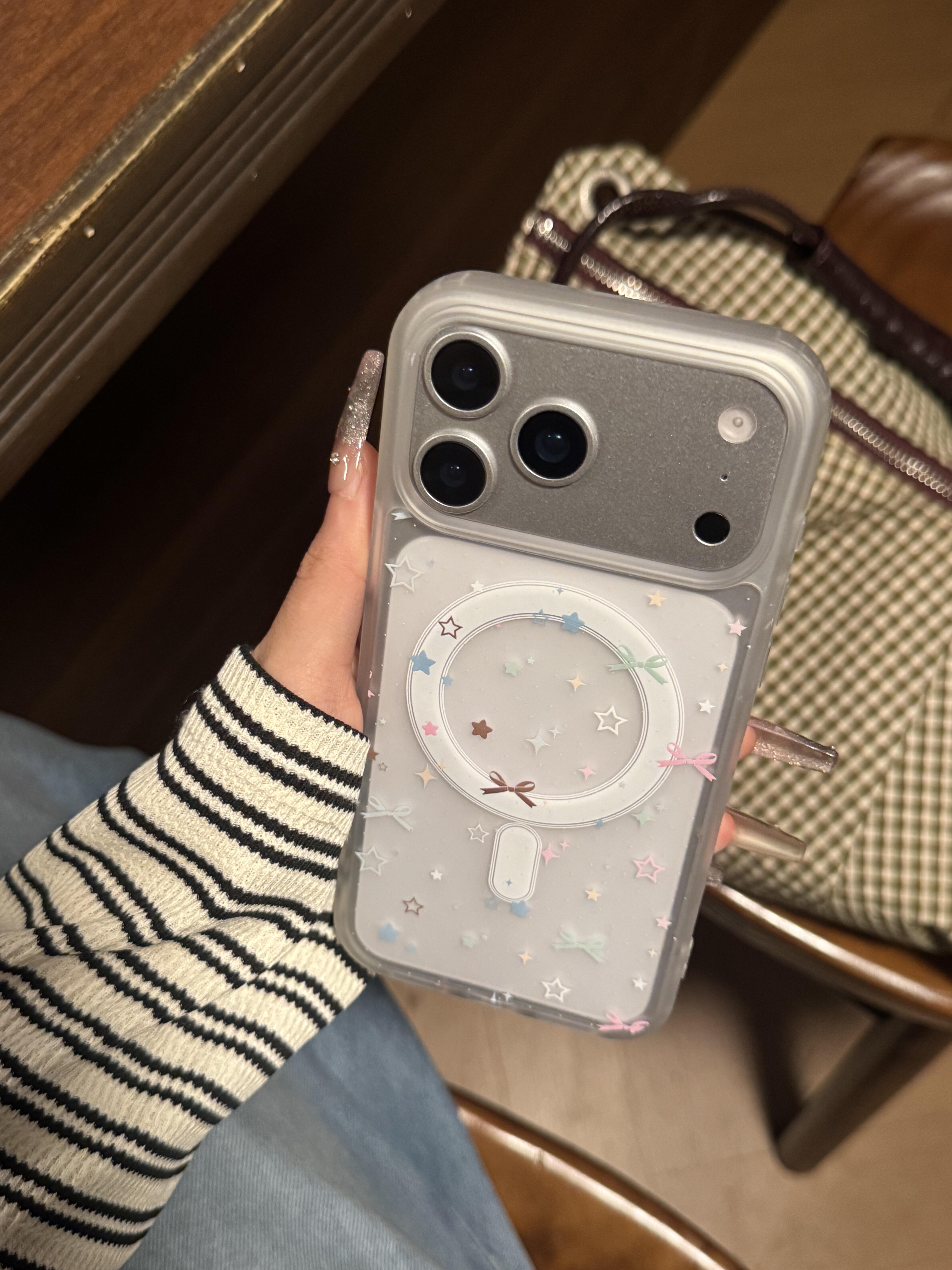磨砂蝴蝶结星星磁吸韩系ins手机壳18promax17promax苹果18proiphone17pro保护iPhone16pro双层iPhone17