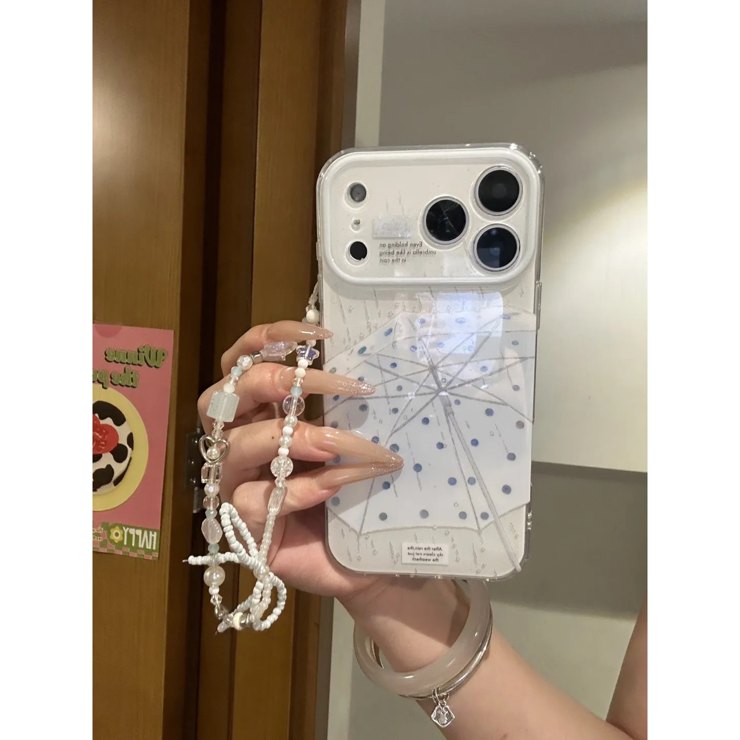 MJ.白色唯美雨伞简约ins手机壳17promax保护iphone15女iPhone16pro双层iphone16卡通iPhone17苹果15pro