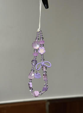 ins韩系串珠紫色蝴蝶结ktccd挂件星星手链吊坠手链ccd相机挂链