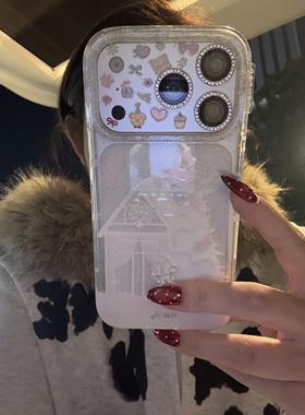 透底雪地白色树木小屋韩系ins风17pro手机壳17promax保护iphone15女款16pro双层16卡通iPhone17苹果15pro