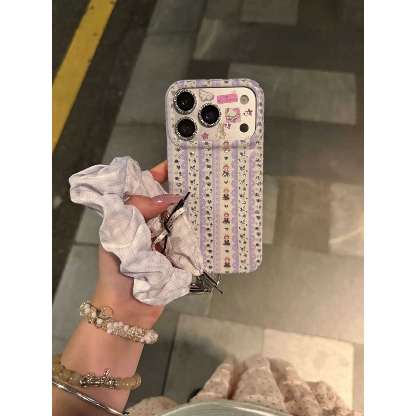 紫色条纹碎花简约ins手机壳17promax保护苹果17pro女iPhone16pro双层iphone16卡通iPhone17苹果15pro