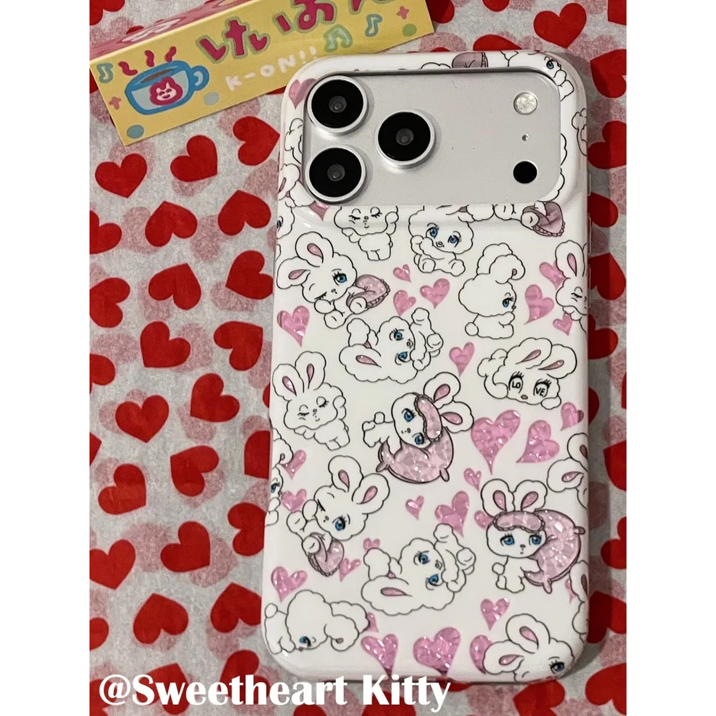 镭射粉爱心小兔子简约ins手机壳17promax保护iphone15女iPhone16pro双层iphone16卡通iPhone17苹果15pro