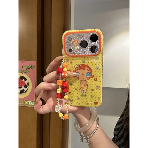 麦麦.橙色碎花钻石小玉简约ins手机壳17promax保护iphone15女iPhone16pro双层iphone16卡通iPhone17苹果15pro