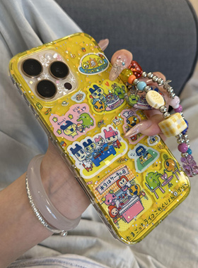 日系古早果冻透黄色拓麻歌子手机壳iPhone16双面16pro苹果15女全包iPhone15pro新款14promax防摔15保护套16