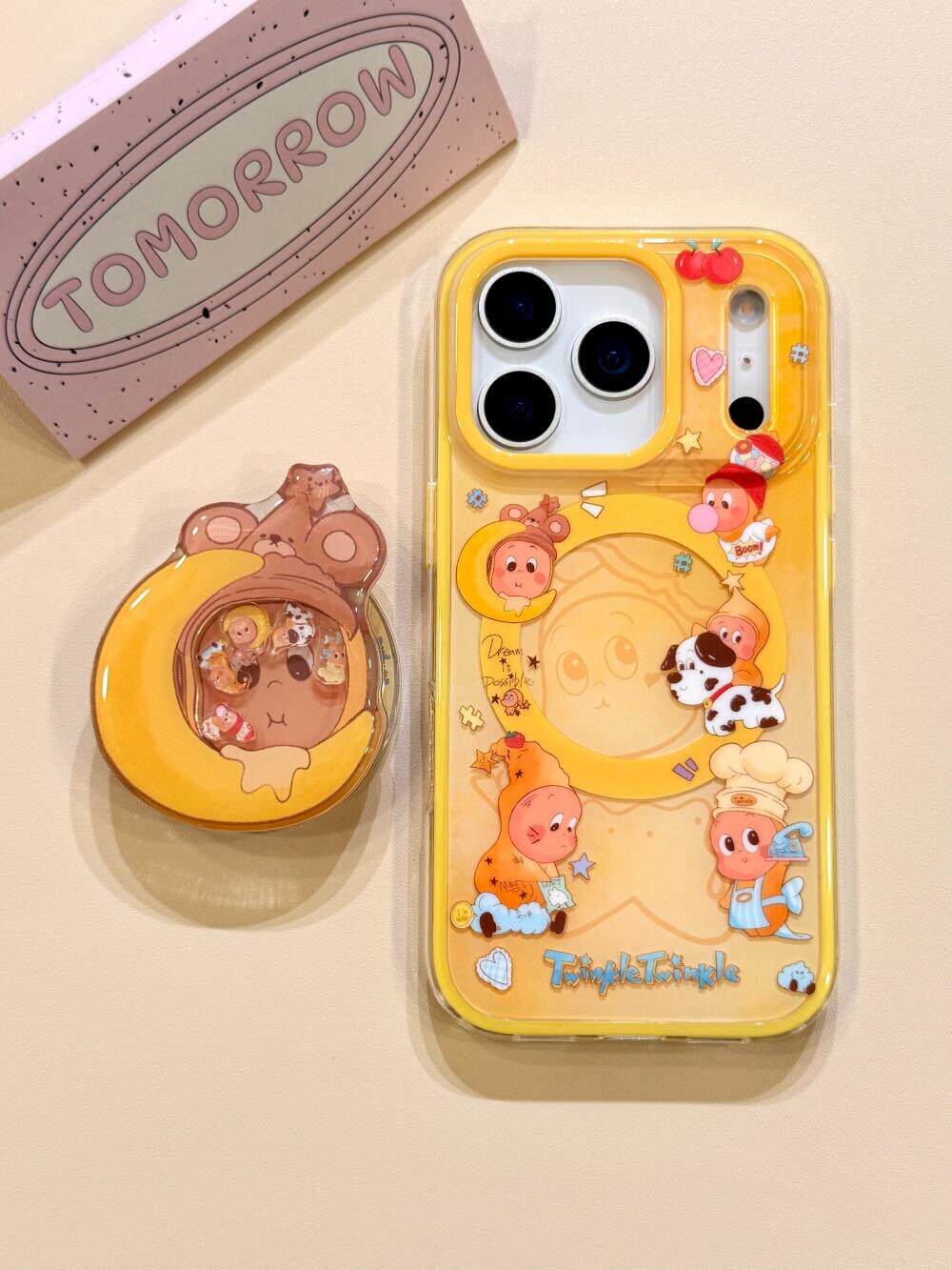 趣味姜黄色线条星星人苹果17pm可爱磁吸二合一手机壳17promax适用16promax双面16pro苹果15pro卡通iPhone16