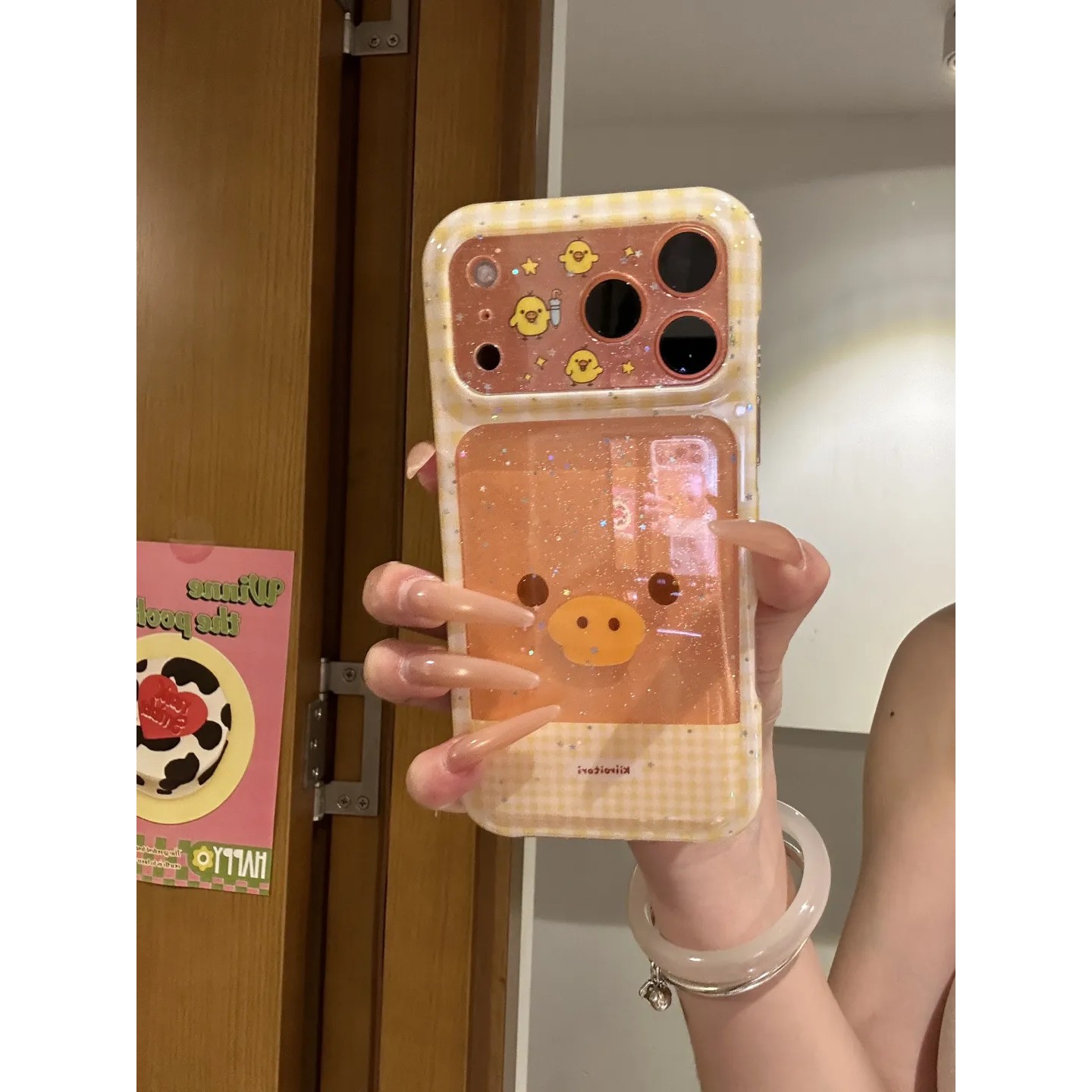 华.黄色镂空小鸡鼻噶简约ins手机壳17promax保护iphone15女iPhone16pro双层iphone16卡通iPhone17苹果15pro