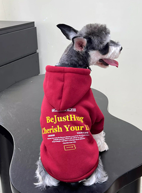 狗狗宠物猫咪衣服秋冬加绒保暖雪纳瑞比熊泰迪博美两脚连帽卫衣