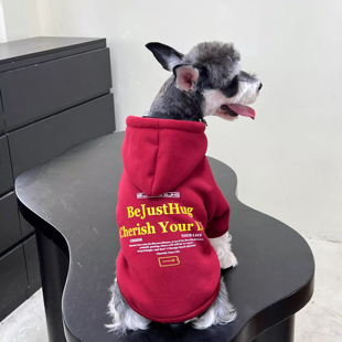 狗狗宠物猫咪衣服秋冬加绒保暖雪纳瑞比熊泰迪博美两脚连帽卫衣