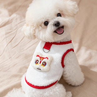 小狗狗衣服可牵引冬季 比熊泰迪冬天保暖背心加绒宠物猫咪两脚衣