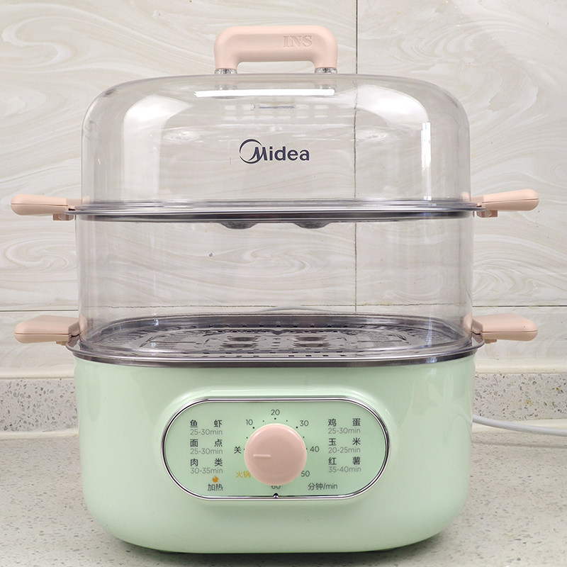 美的电蒸锅家用多功能小型双层不绣钢电火锅蒸箱早餐机zg2323e201