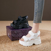 百搭松糕厚底10cm增高真皮凉鞋 新款 女2025夏季 震地王高跟运动凉鞋