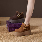 百搭休闲保暖棉鞋 震地王厚底内增高10cm勃肯鞋 时尚 新款 女2025冬季