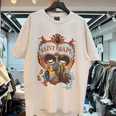 Summer European and American High Street Animal Print Washed Vintage Short-Sleeve Unisex Retro Loose Casual Hip-Hop T-Shirt