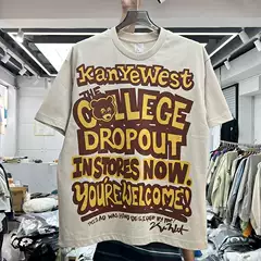 American Street Style Kanyewest Bear Letter Print Kanye Same Style Unisex Loose Hip-Hop Short-Sleeve T-Shirt for Summer