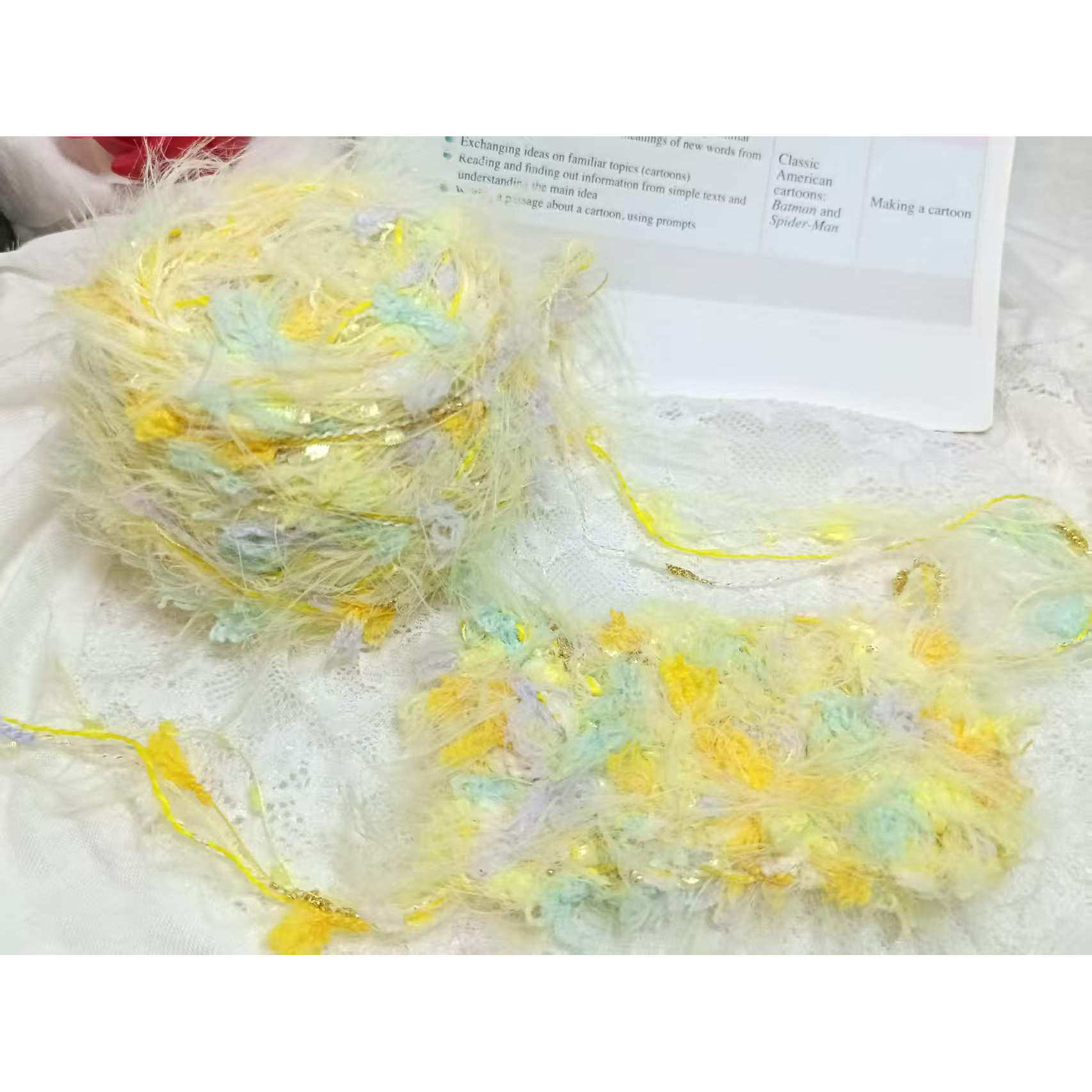 手混线毛线100克手编包包围巾帽子毛毯边装饰针织材料买五送一