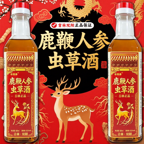 【鹿鞭人参虫草酒】吉林双阳高配正宗鹿鞭酒人参梅花鹿养生酒滋补