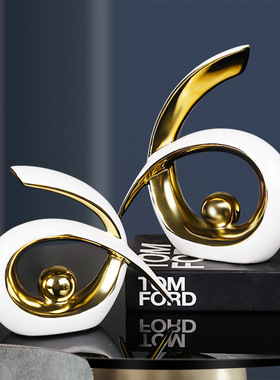 欧式轻奢六六大顺陶瓷装饰摆件客厅电视柜样板间高颜值玄关装饰品