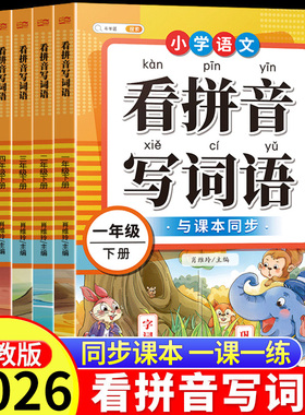 看拼音写词语一年级二年级下册三四五六年级上册语文人教版小学注音生字拼音拼读字词汉字专项强化训练人教版默写纸能手同步练习册