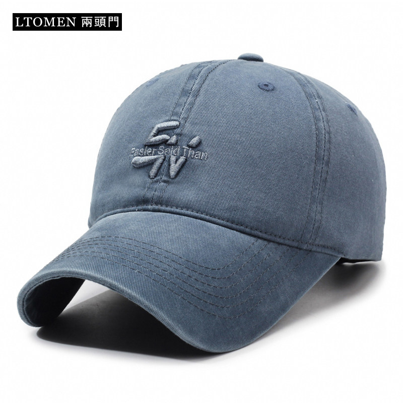 棒球帽男春秋季做旧字母软顶遮阳