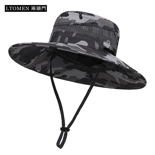 渔夫帽户外夏季遮阳迷彩防风绳