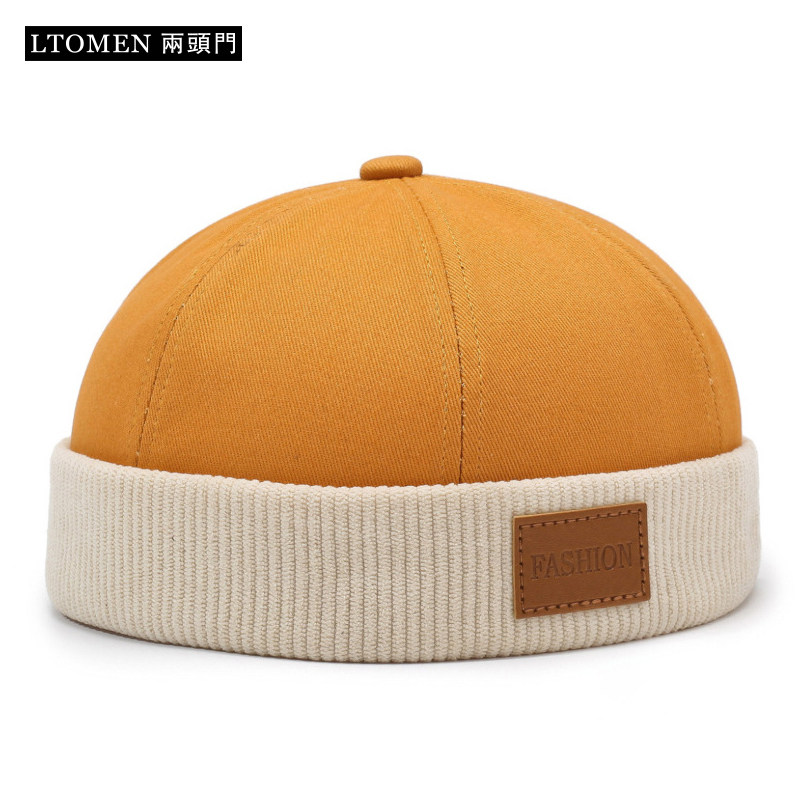 新款帽子潮撞色瓜皮帽无檐地主帽