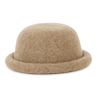 帽子秋冬季女针织羊毛保暖圆顶礼帽日系新款丸子帽卷边可爱小盆帽