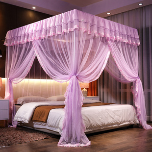 落地蚊帐家用卧室夏天支架加厚加密纹帐老式三开门2023年新款高u.