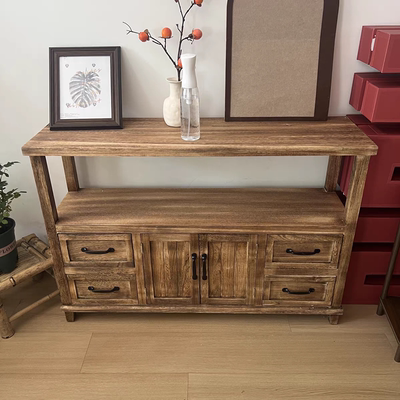 实木餐边柜入户玄关柜茶室置物柜茶水柜边柜斗柜展示柜中古风家具