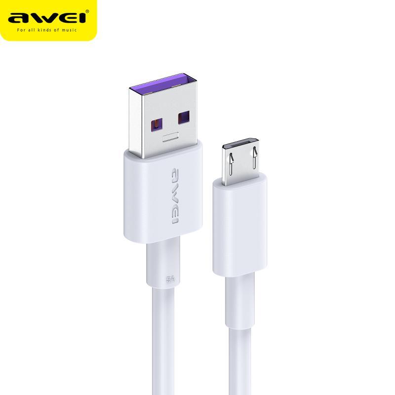 AWEI用维安卓超级快闪充数据线车载micro usb5A手机PD充电线可40W
