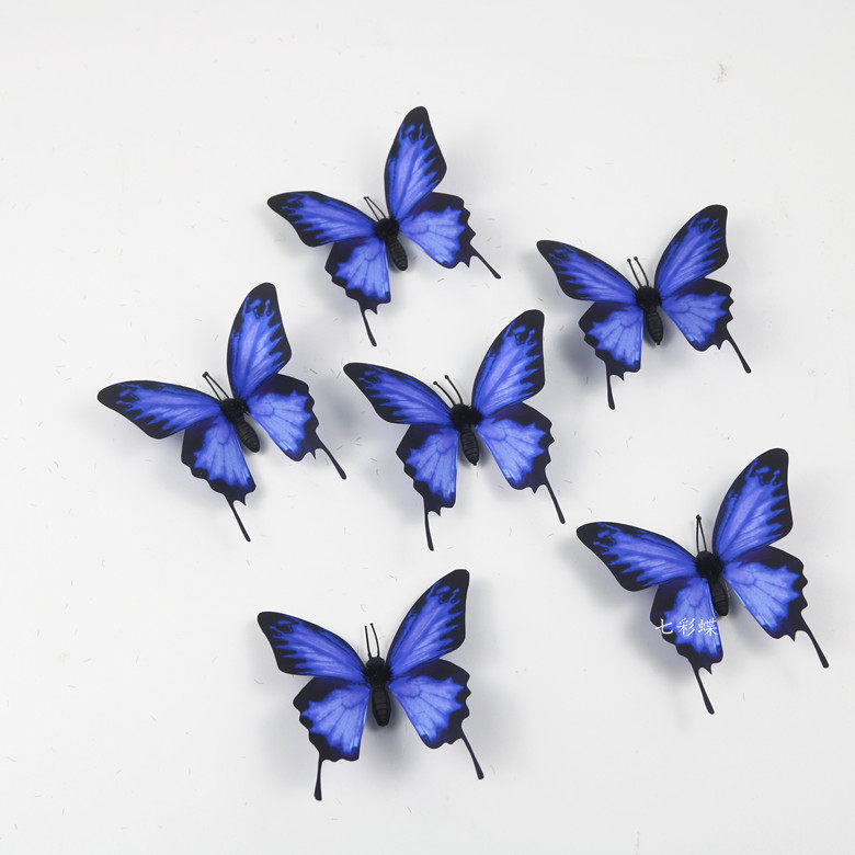 仿真蝴蝶蓝色橱窗立体婚庆摄影电视背景墙商场影楼布景装饰冰箱贴