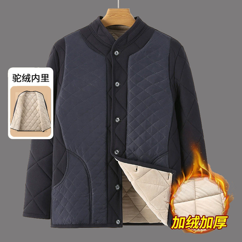 中老年人驼绒男棉袄加绒加厚爸爸冬装外套内胆棉衣弹力棉服内蒙古