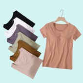 新款 女士带胸垫t恤打底衫 内搭四季 紧身薄款 内衣 罩杯一体上衣短袖