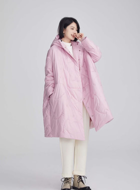 ZBY2025年冬新款时尚百搭宽松高级感轻暖中长款棉服外套5406