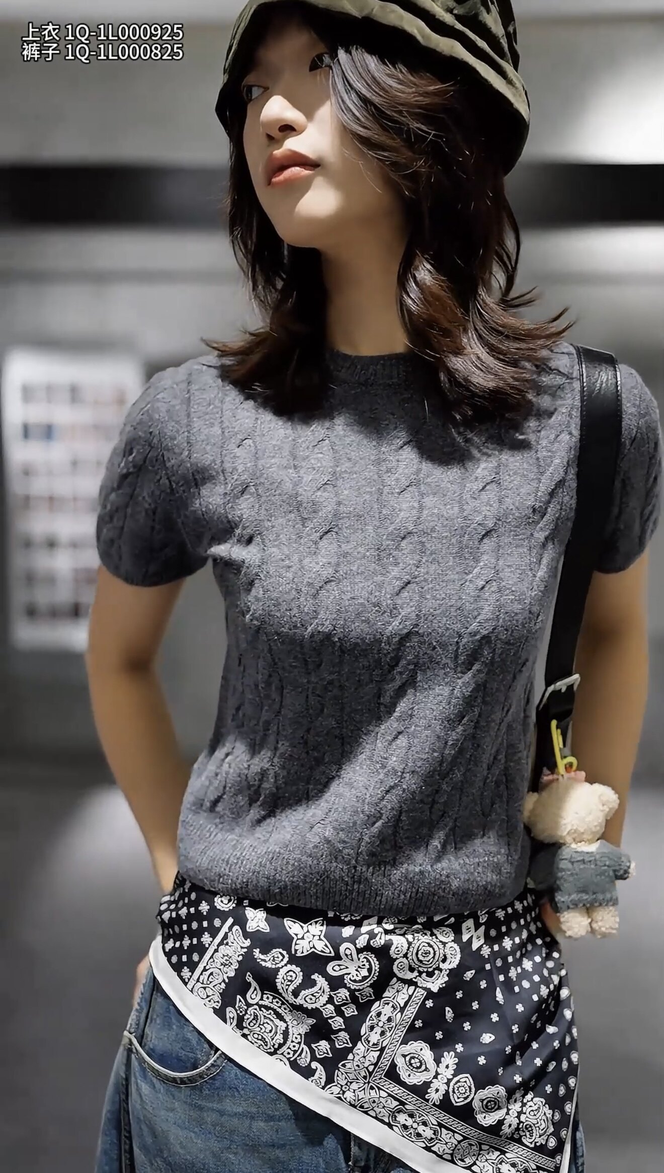 专柜原创2025秋季新款时尚百搭修身针织短袖麻花针织衫女上衣0925