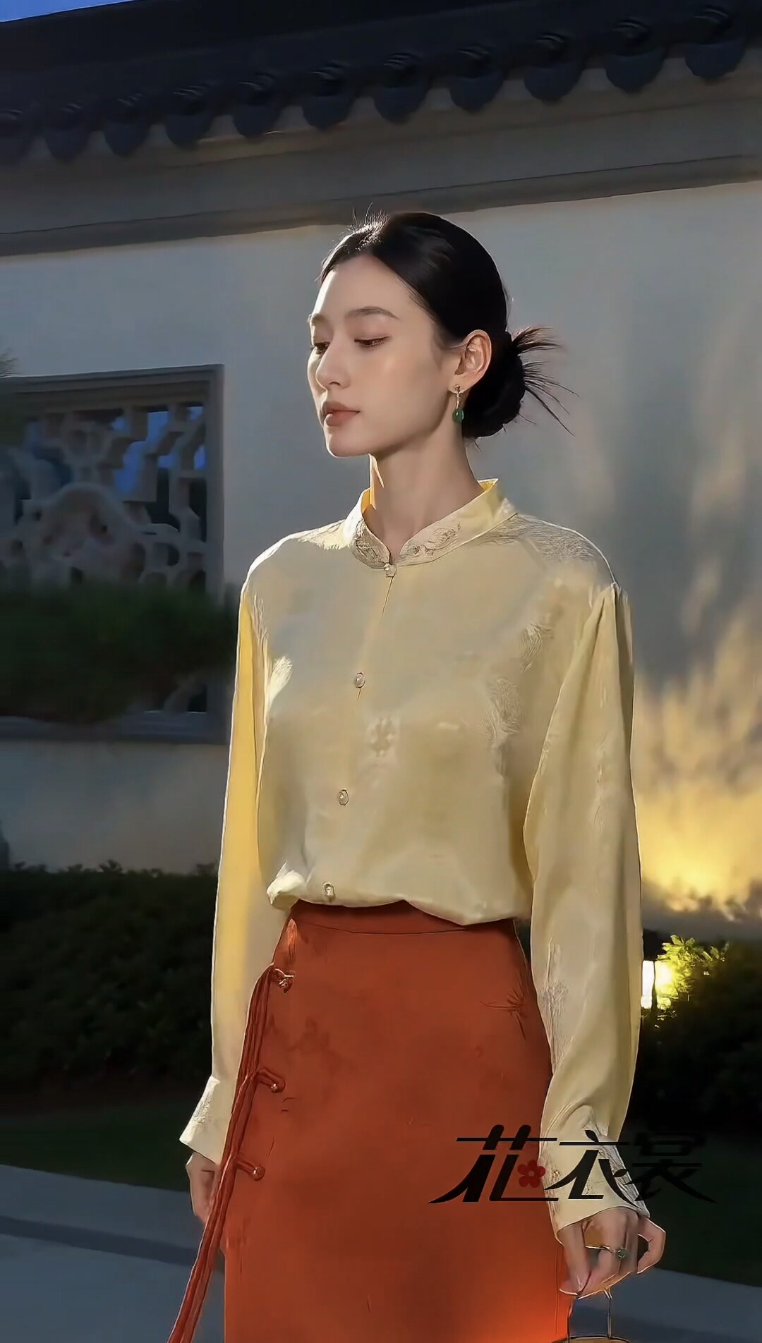 新中式立领衬衫女秋季新款国风暗纹提花长袖上衣盘扣改良禅意衬衣
