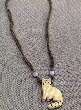 可爱小猫项链复古毛衣链